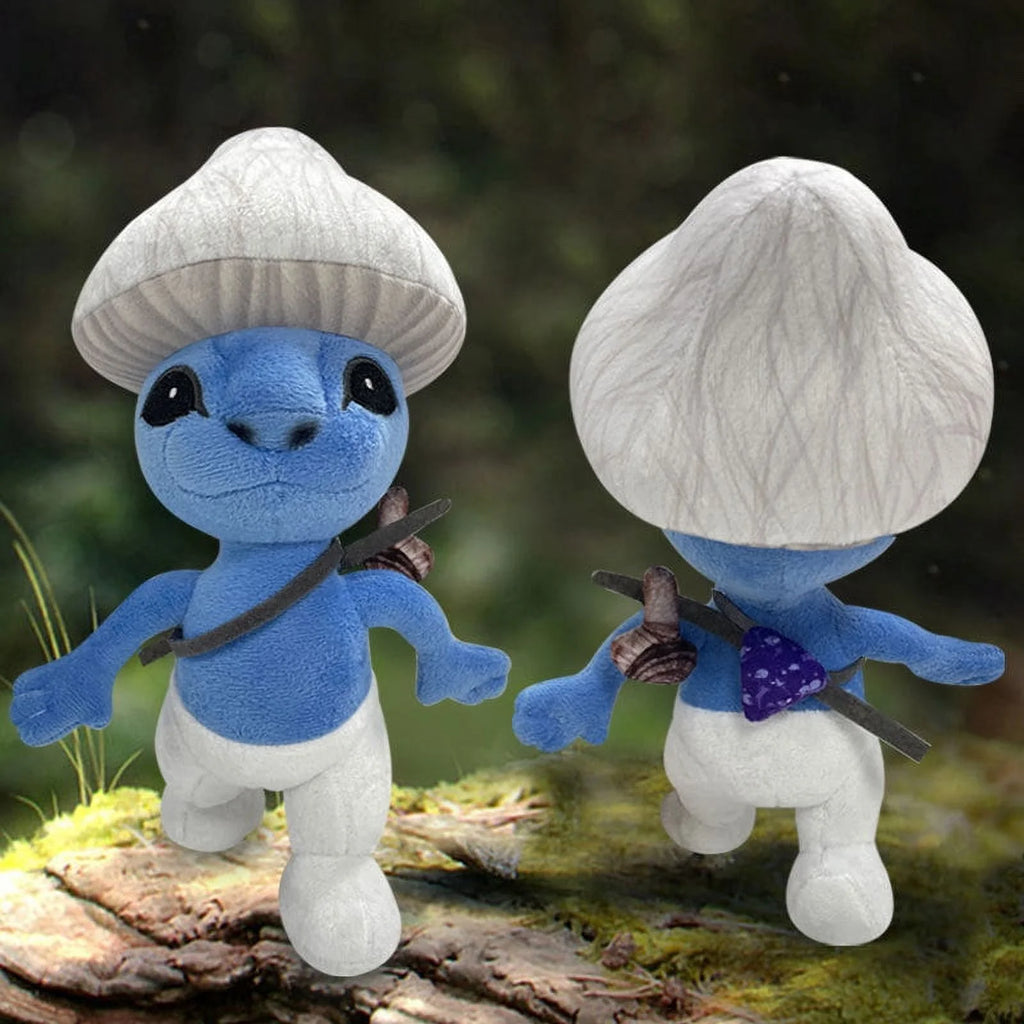 Blue Mushroom Cat Plush Toy 10'' Stuffed Animal Plushie Doll F5894