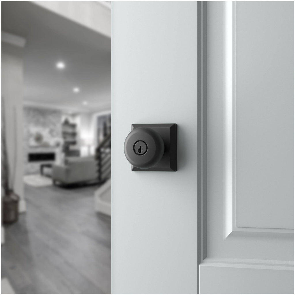 Satin Black Round Single Cylinder Keyed Entry Door Knob P511