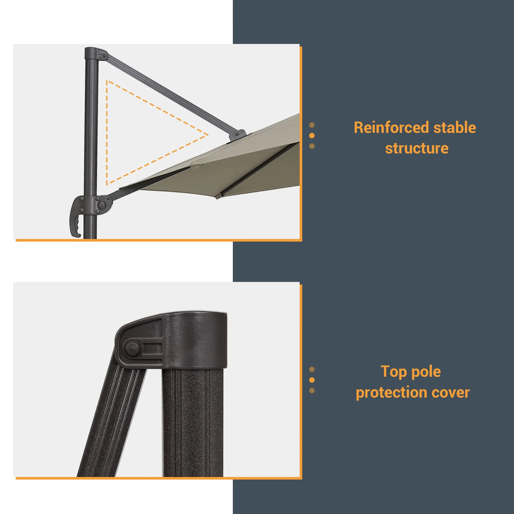 Taupe 10ft Outdoor Round Cantilever Patio Umbrella R38068