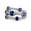 14K White Gold Blue Sapphire Diamond Eternity Band Size 10 Y754989