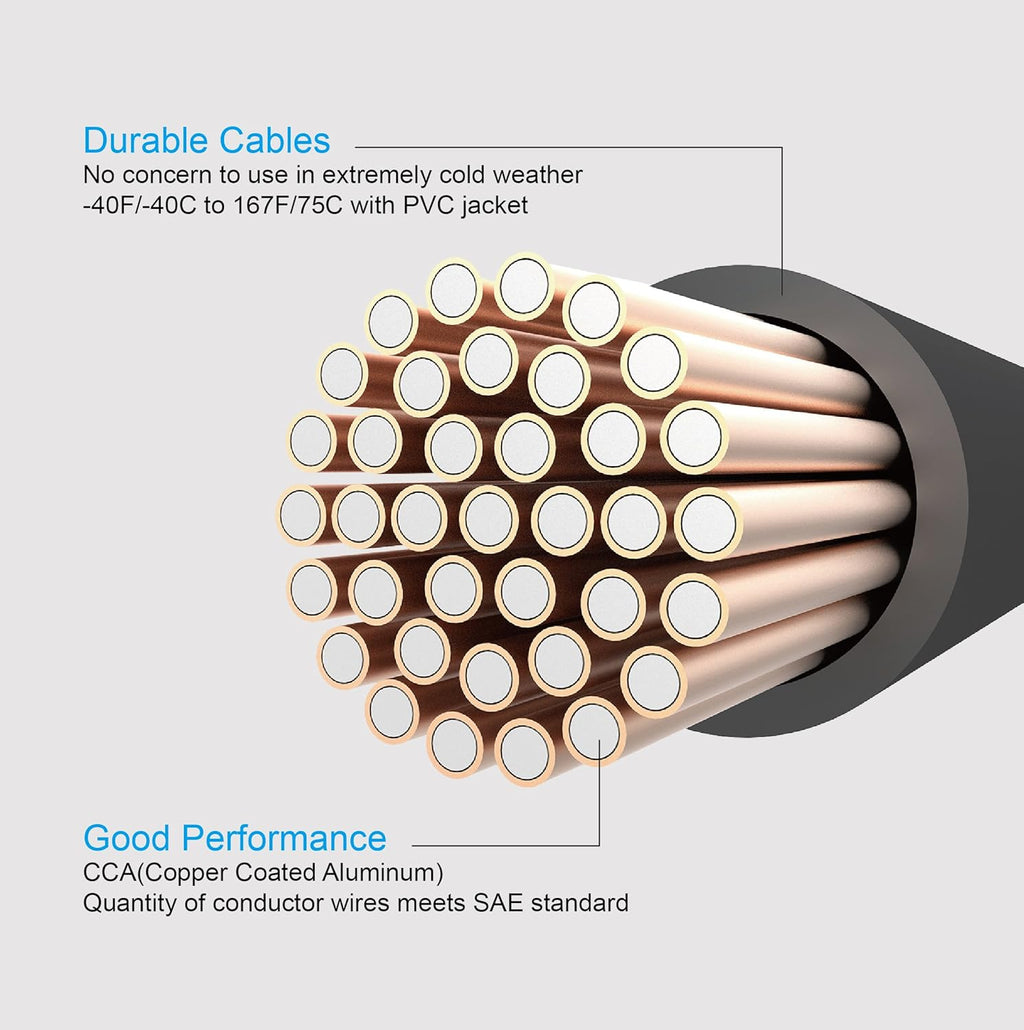 0 Gauge 20 Feet Heavy Duty Booster Cables with Carry Bag V9448