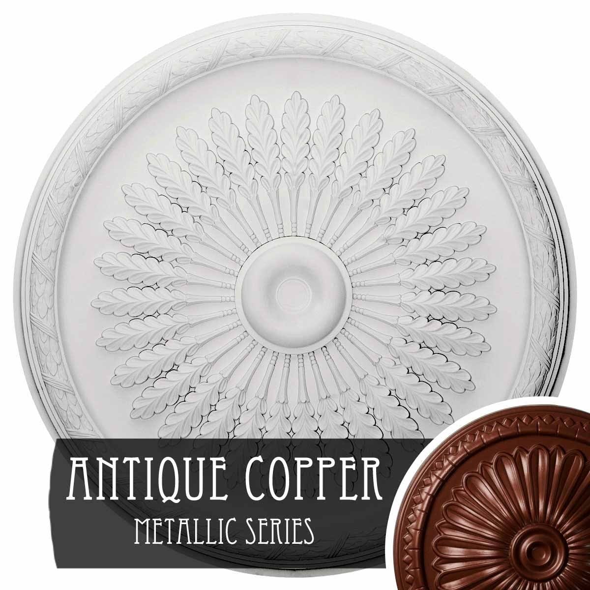 36x22OD x 1 1/2x22P Ceiling Medallion, Hand-Painted Pot of Cream Crackle E493858