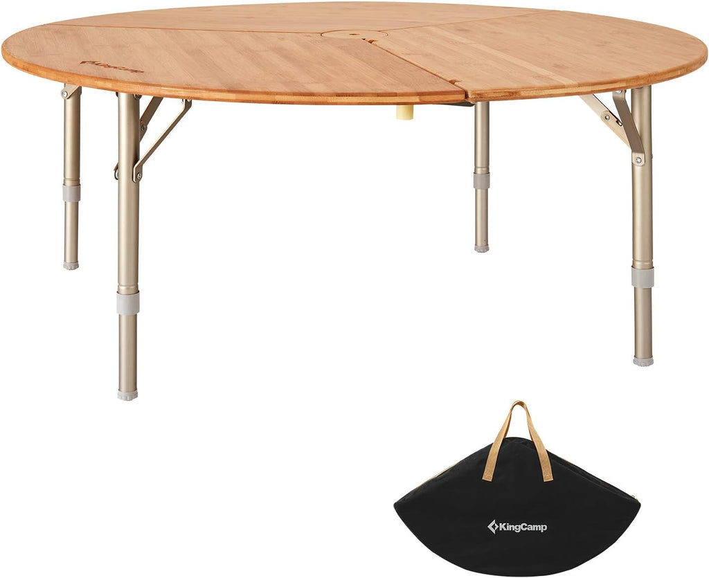Bamboo Round Folding Table with Carry Bag J711446