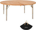 Bamboo Round Folding Table with Carry Bag J711446