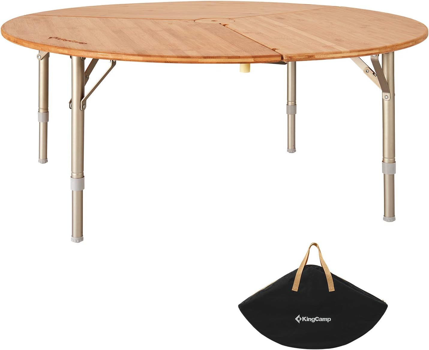 Bamboo Round Folding Table with Carry Bag J711446