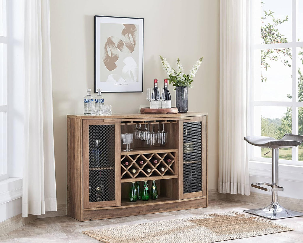 Mahogany Bar Cabinet with Two Wire Mesh Doors O5172