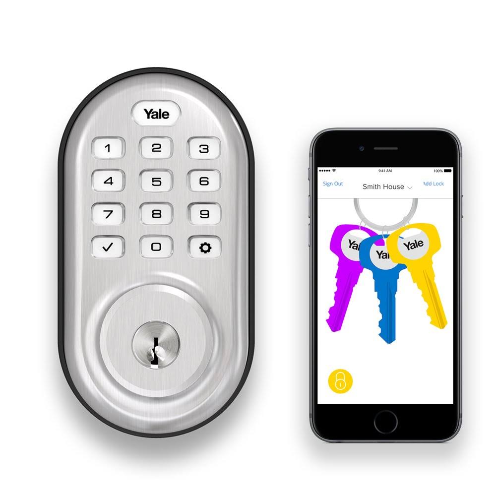 Satin Nickel Finish Push Button Deadbolt with Bluetooth R3659