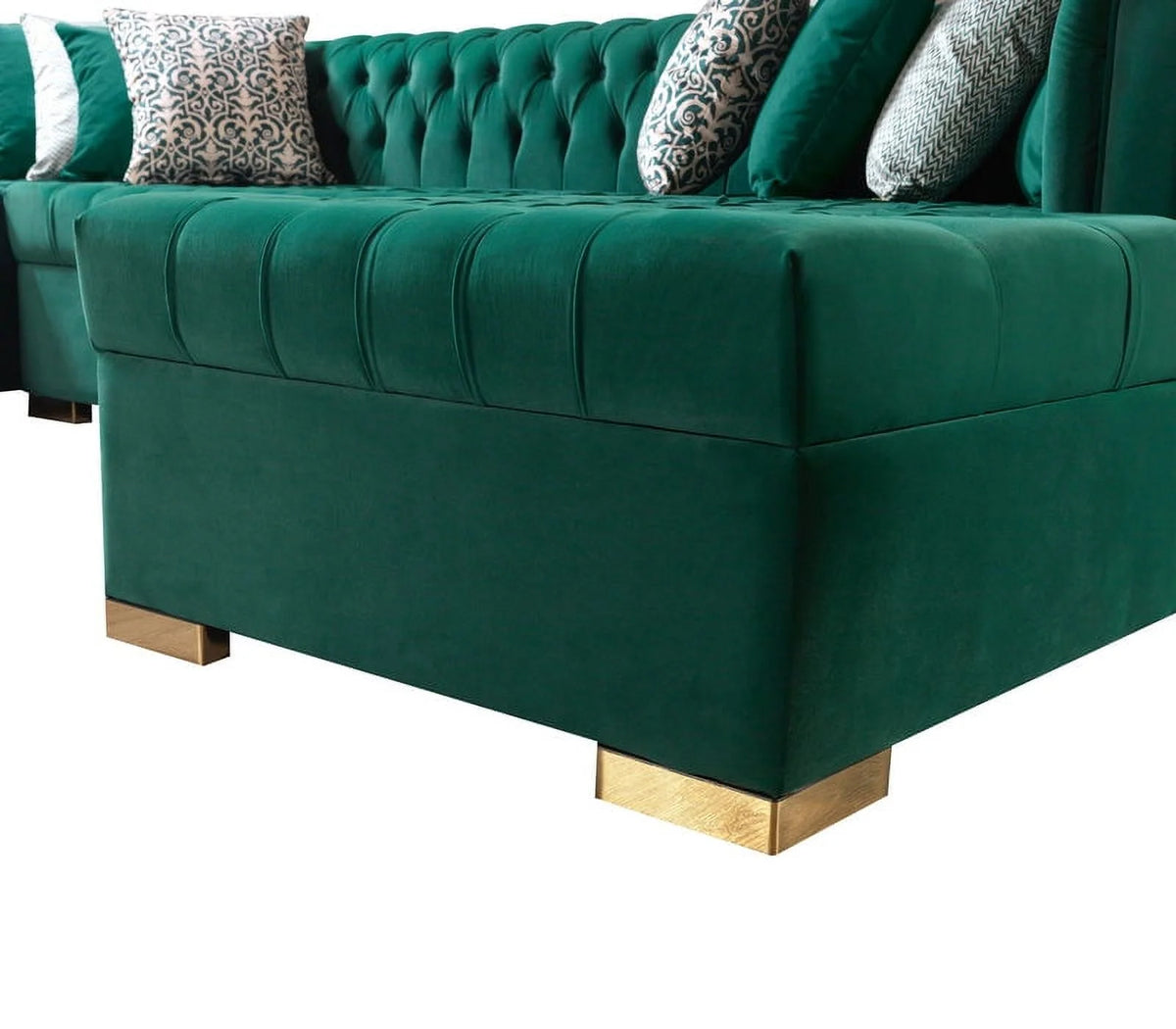 Green Velvet Double Chaise Sectional Y788