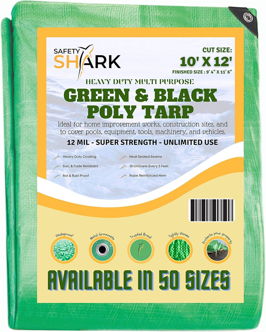 20x20 Feet Heavy Duty Waterproof Poly Tarp with Metal Grommets M470