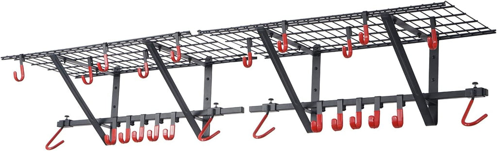 2-Pack Powder Coated Steel Garage Wall Shelving with Bike Hooks N66171