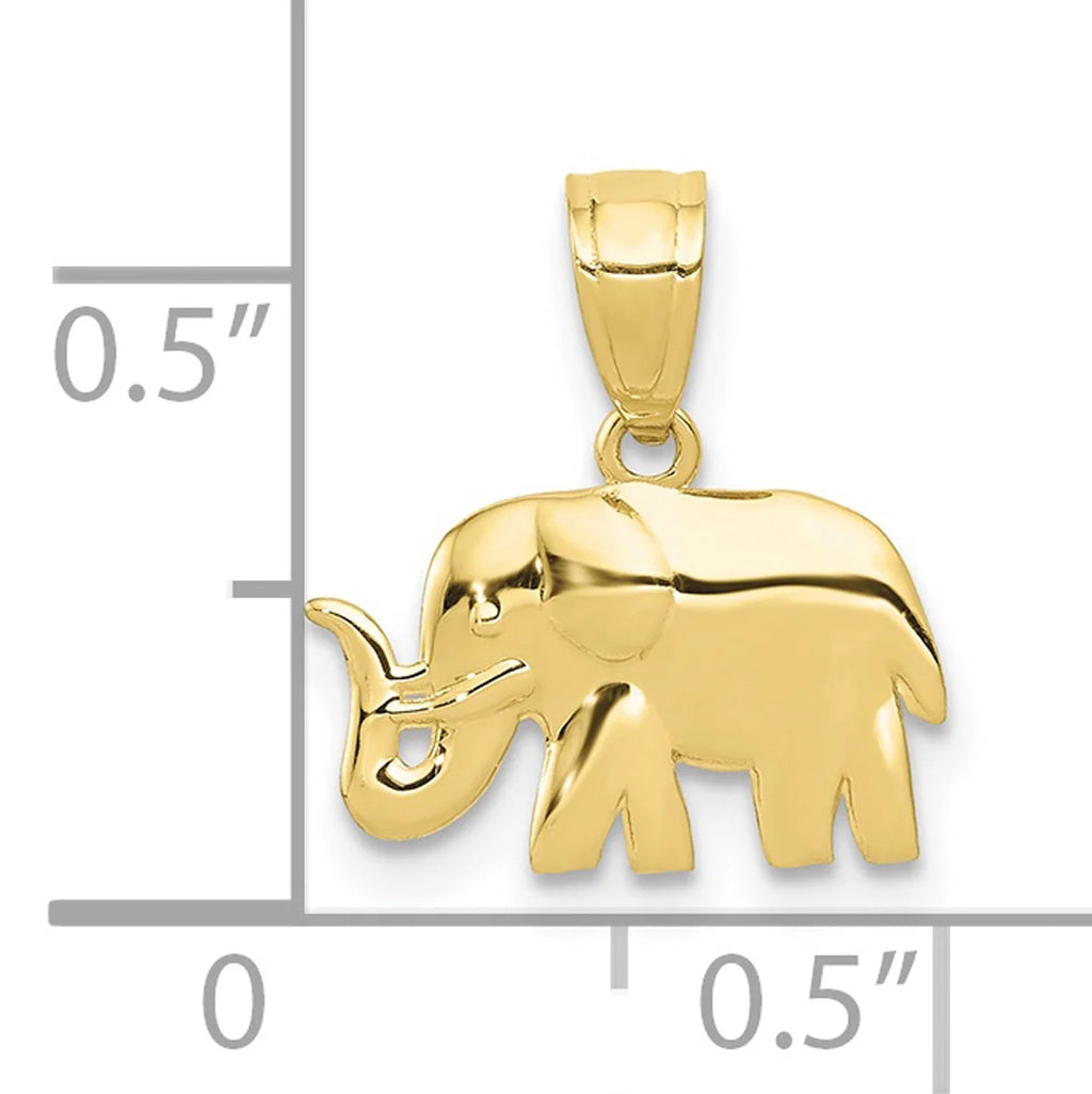 10K Yellow Gold Elephant Pendant Charm with Rope Chain Necklace 20'' M331086