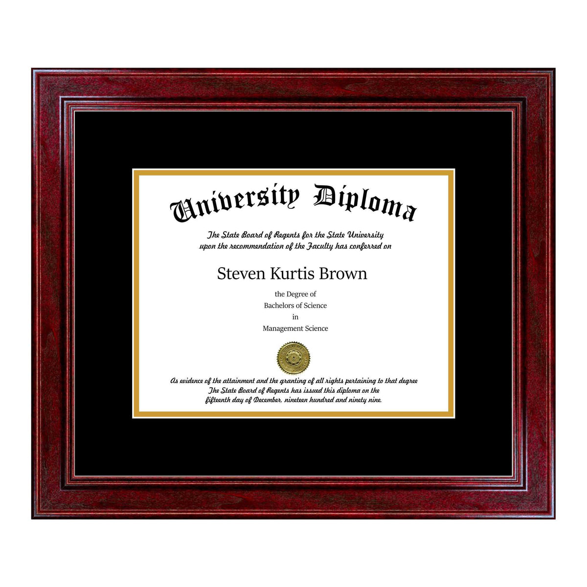 Single Diploma Frame with Double Matting for 17x22 x 14x22 Tall Diploma with Cherry Frame L4111