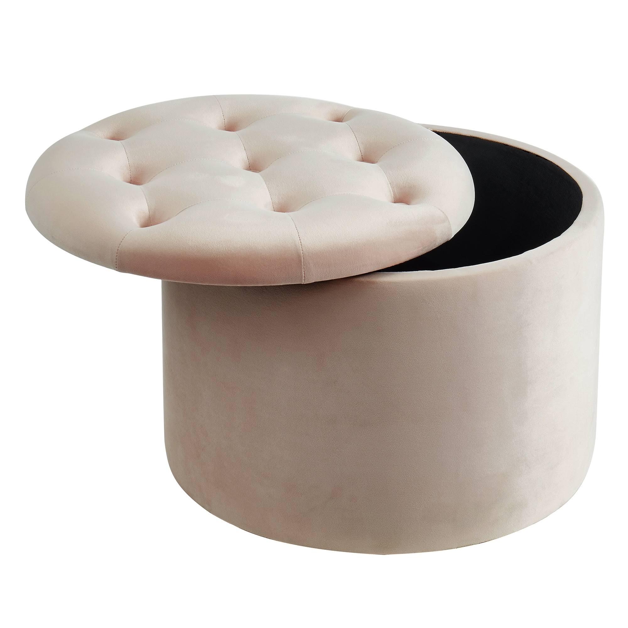 Blue Round Storage Ottoman P799