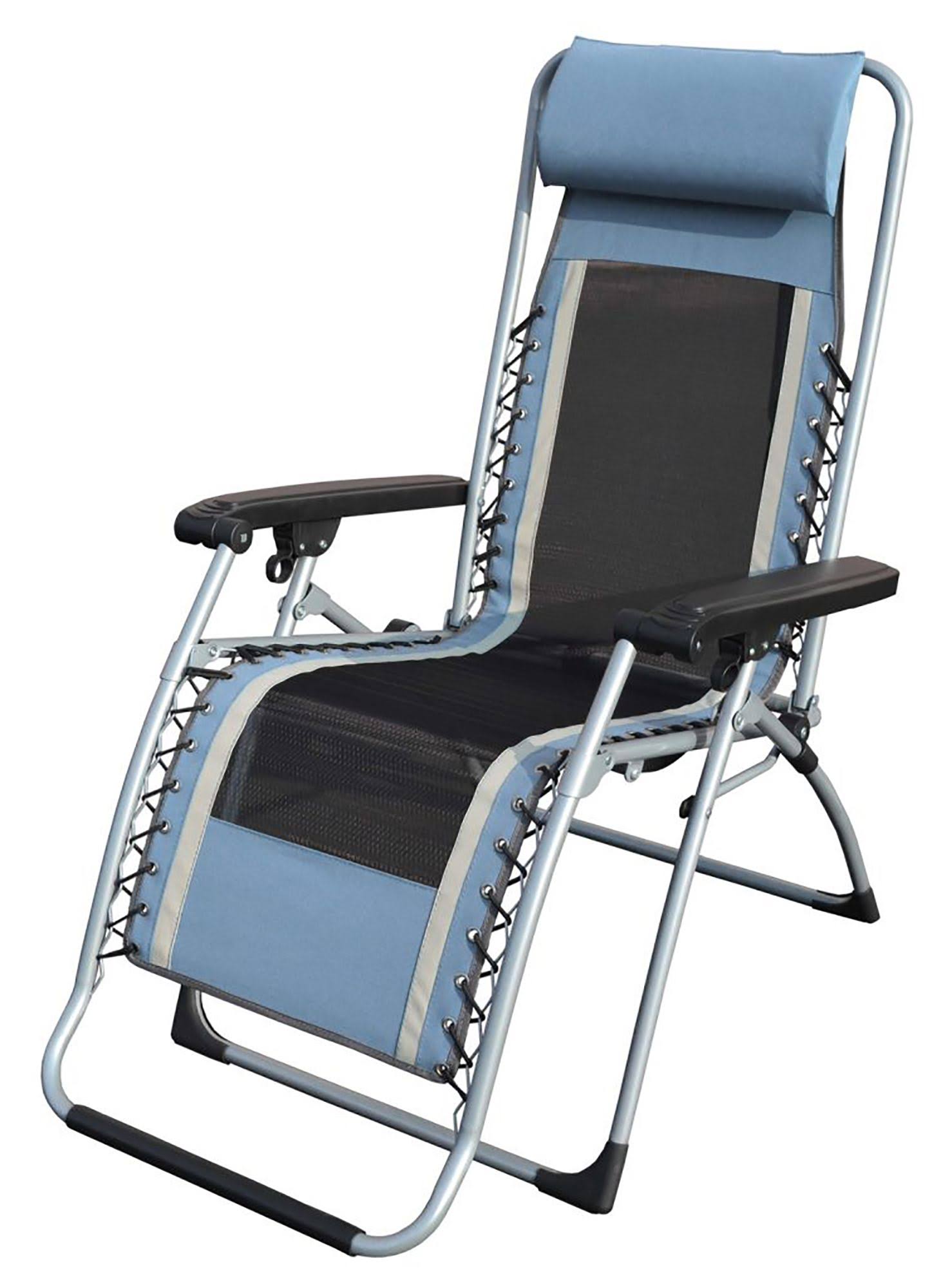 Blue/Grey Outdoor Recliner with Carry Strap X236
