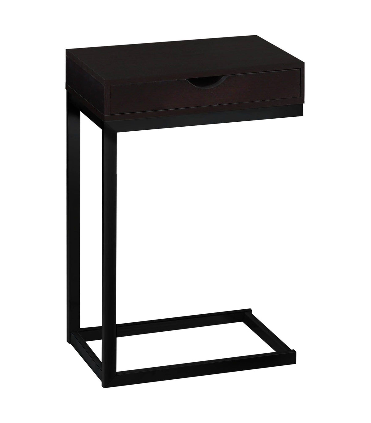 Cappuccino Particle Board and Black Metal Accent Table U107