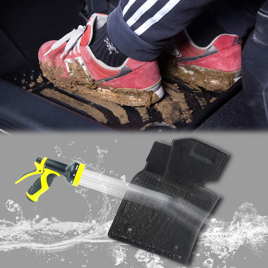 Black Front and Rear Car Mats for Honda Pilot 8 Seats D532