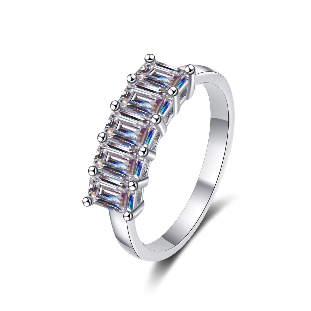 2.5ct D Color Emerald Cut 925 Sterling Silver VVS1 Moissanite Engagement Ring T56424