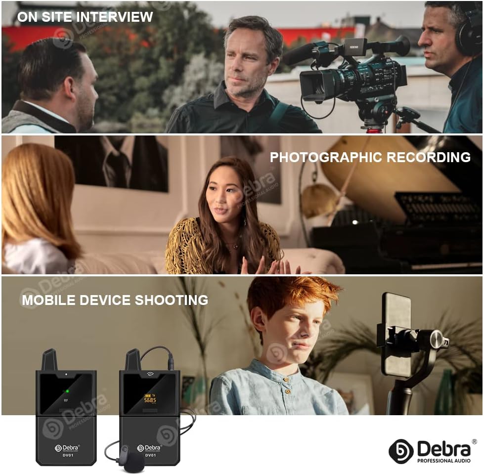 DV UHF Wireless Lavalier Microphone with Remote Monitor, Dual Mics F185263