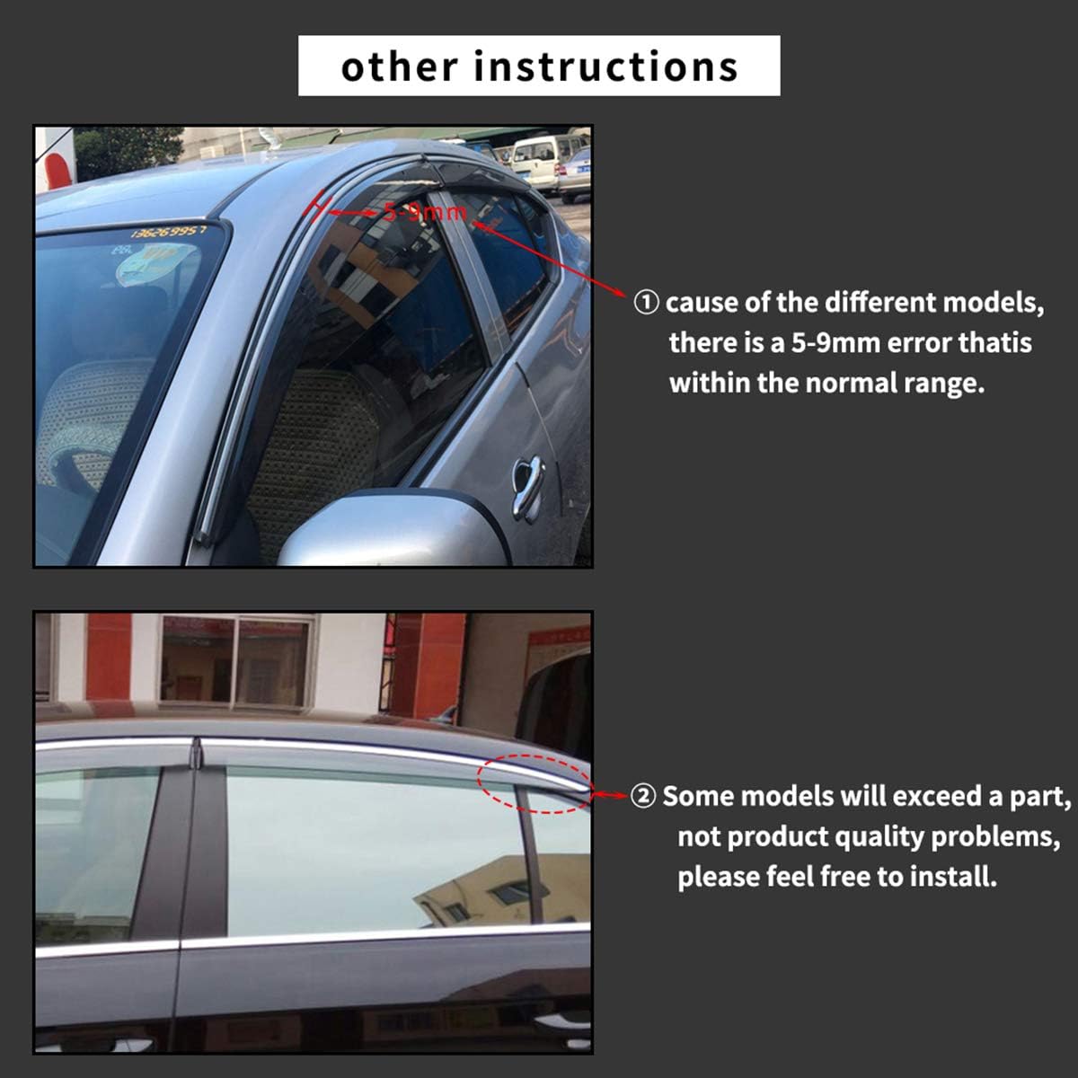 Smoke Side Window Deflectors Tape-On Visors Q449447