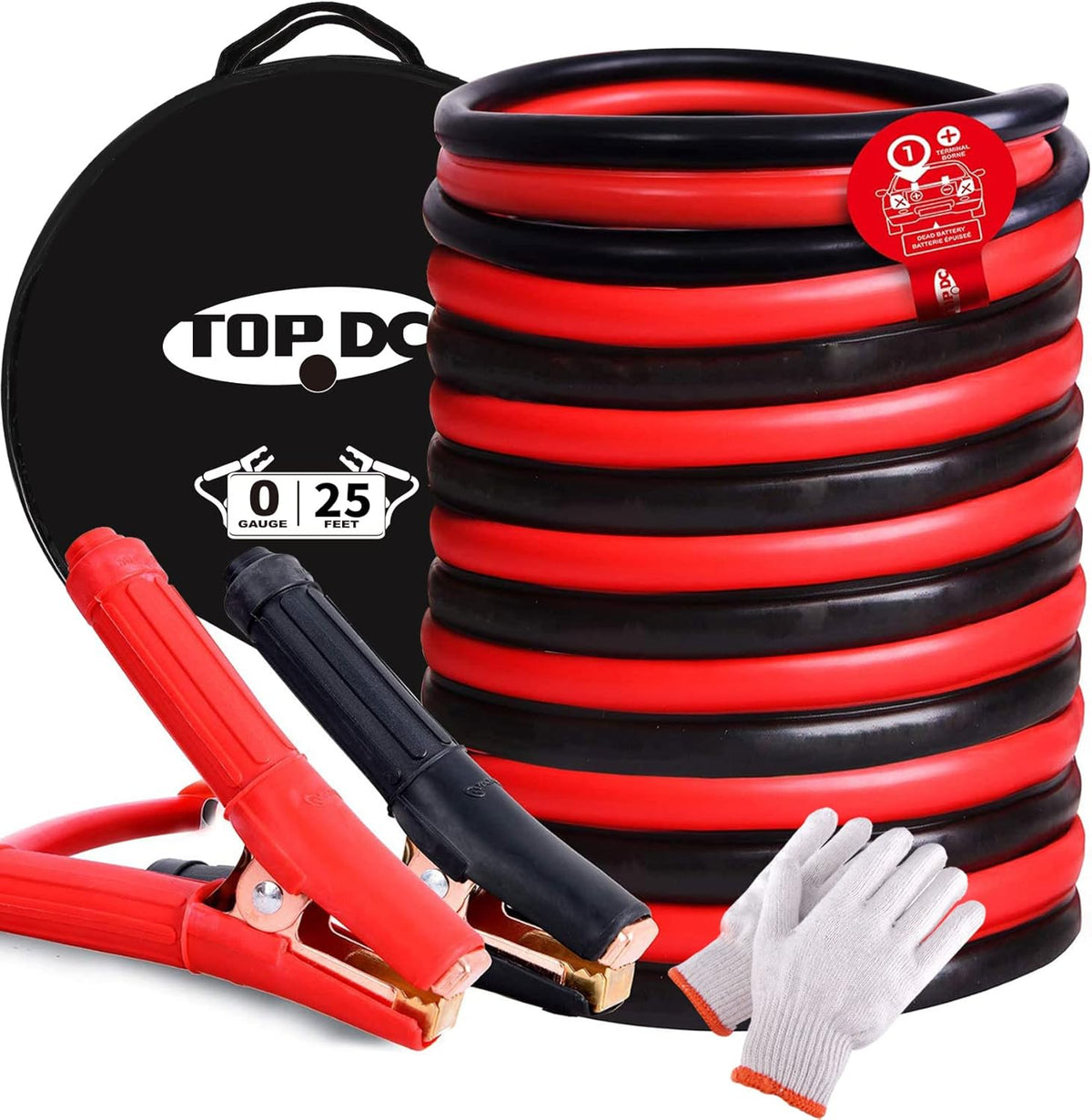 0 Gauge 20 Feet Heavy Duty Booster Cables with Carry Bag V9448