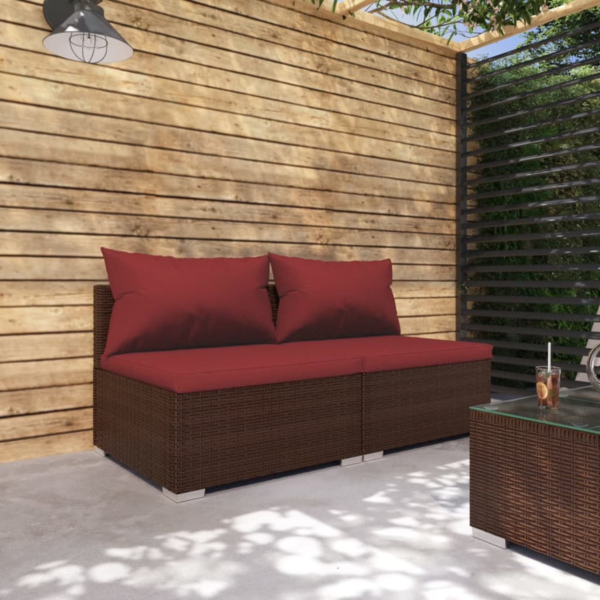 2 Piece Poly Rattan Patio Furniture Set with Cushions Y650686