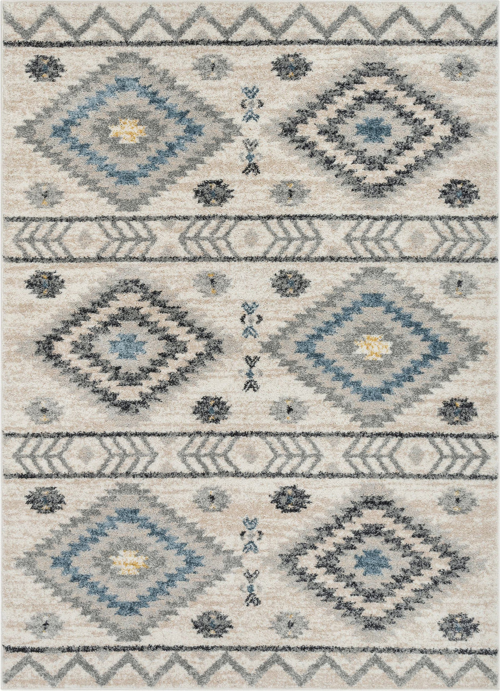 Blue Tribal Geometric Distressed Area Rug Z8214
