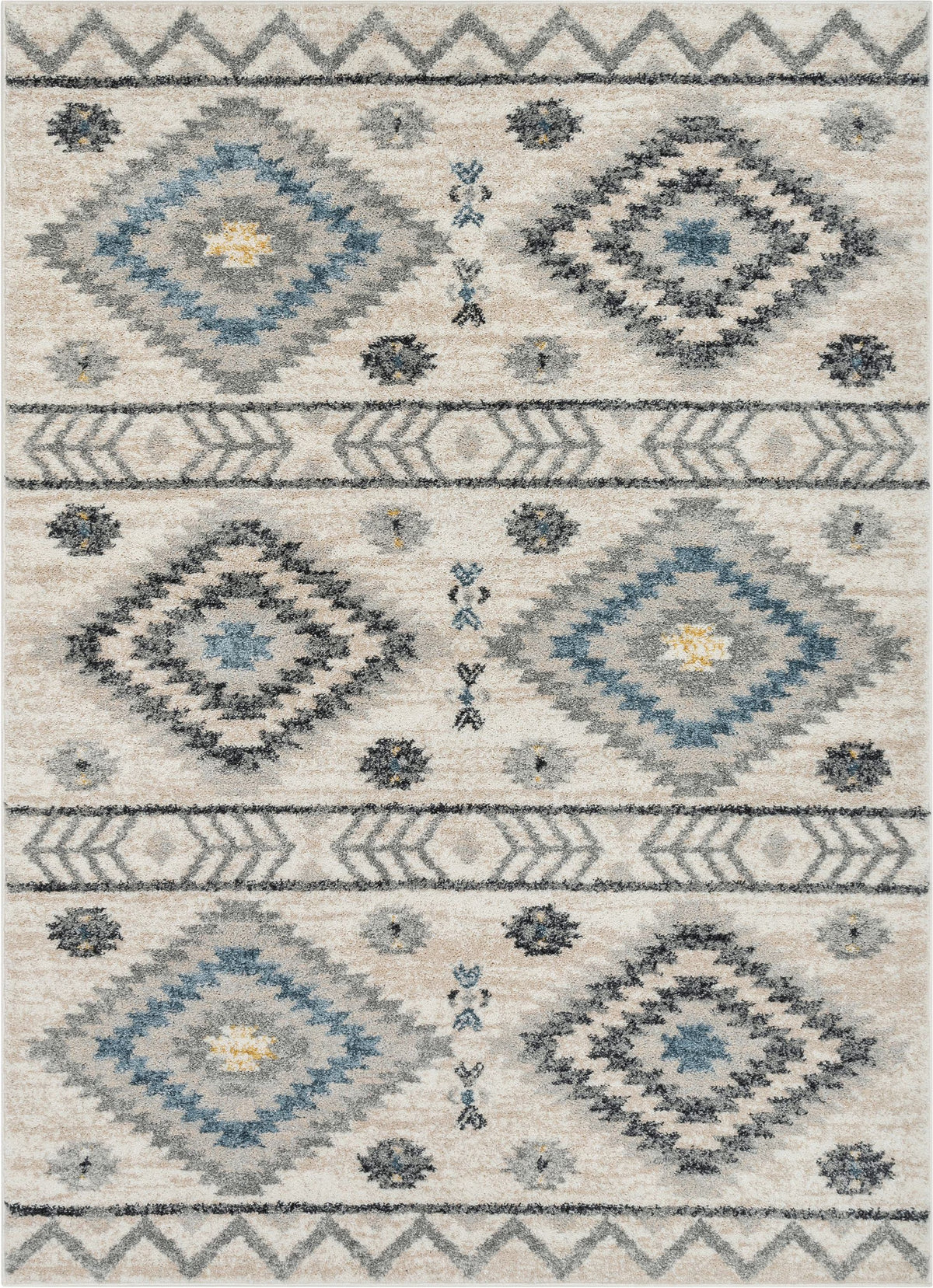 Blue Tribal Geometric Distressed Area Rug Z8214