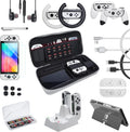 20 in 1 Switch Accessories Bundle with Case, Screen Protector, Grip Case, Games Holder, Headphones, Joy Con Grips, Caps, Steering Wheels, Charger C114