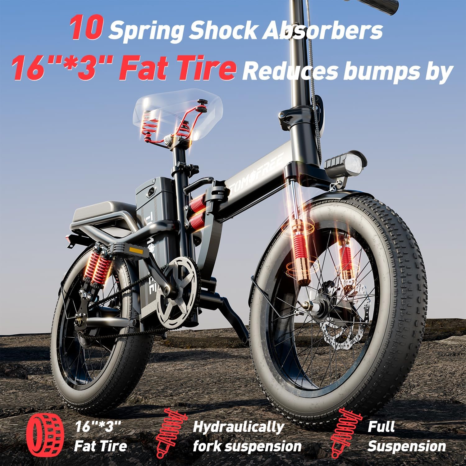 1200W 48V 20AH Removable Battery 16" Tire Folding Electric Bike R9934
