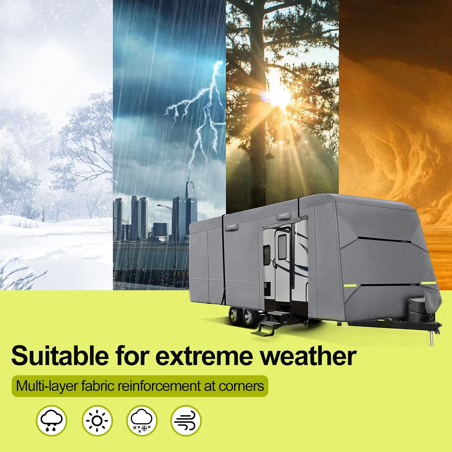 6 Layers RV Cover Anti-UV Windproof Ripstop Extra Thick Camper Cover Q2642