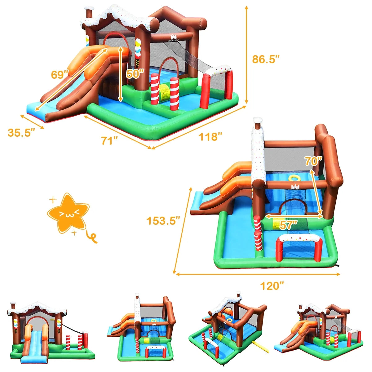 Inflatable Bouncer Snow House with BallPit and Tunnel Z815619