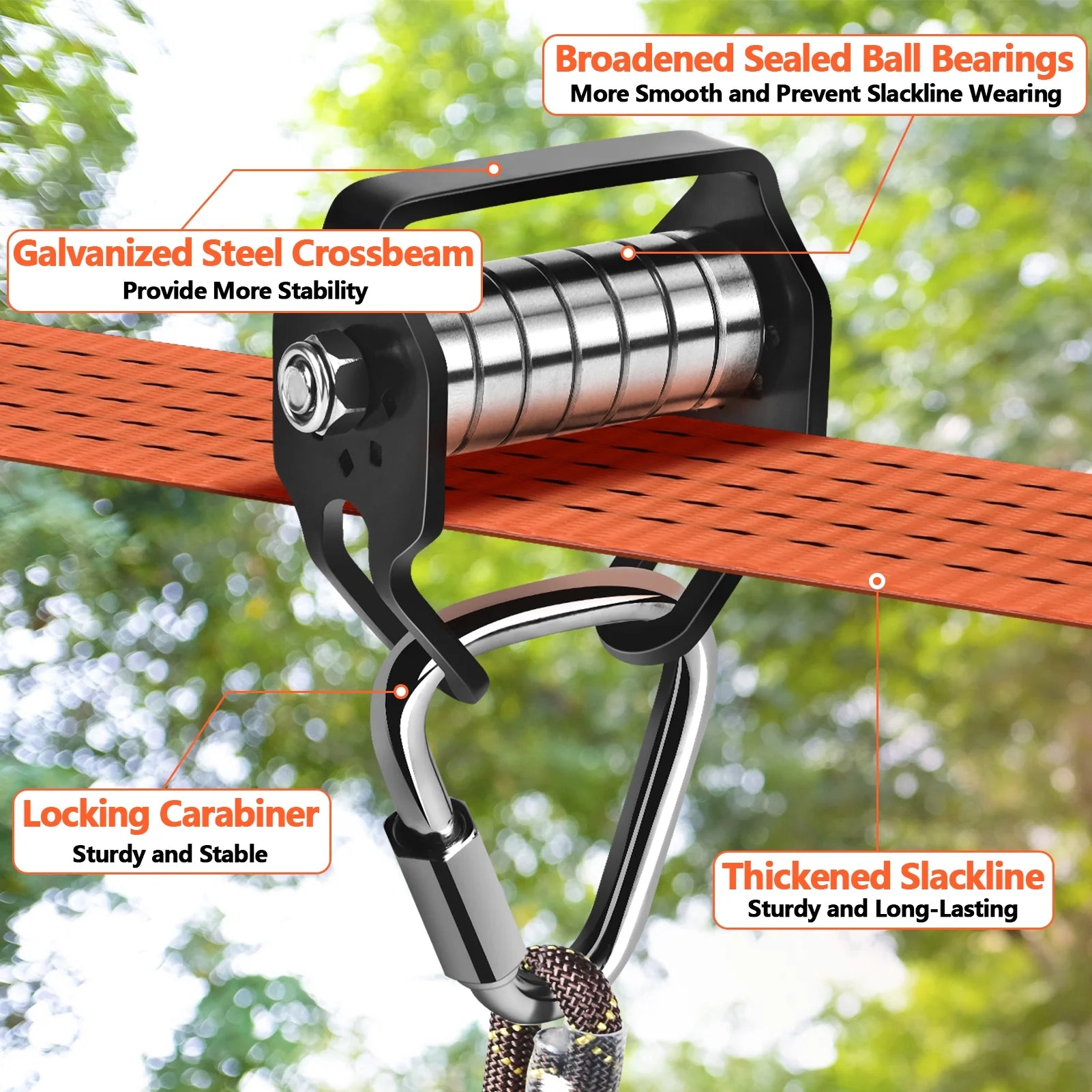 Zip Lines for Kids Outdoor Toys - Pulley Kits with 65 Ft Slackline, Maximum Load 330lb R29794