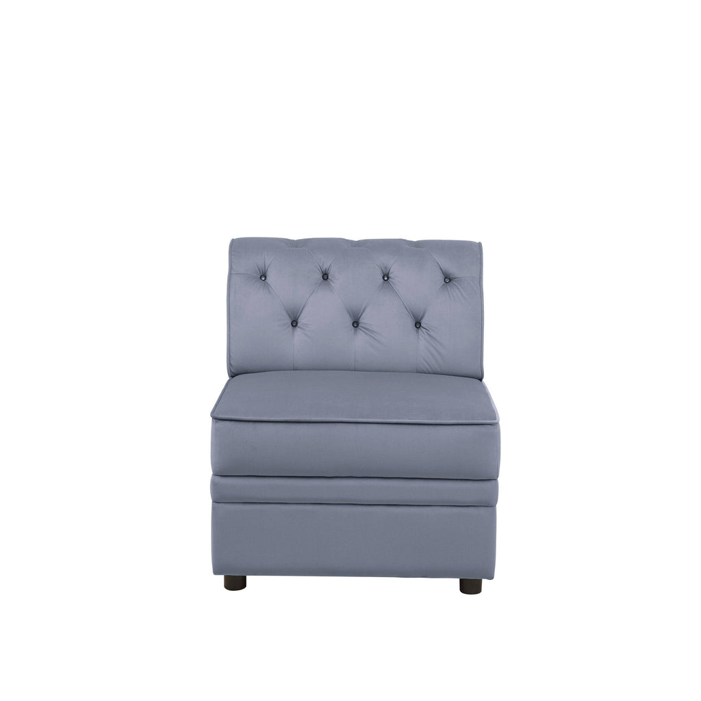 Gray Velvet Armless Chair T317897