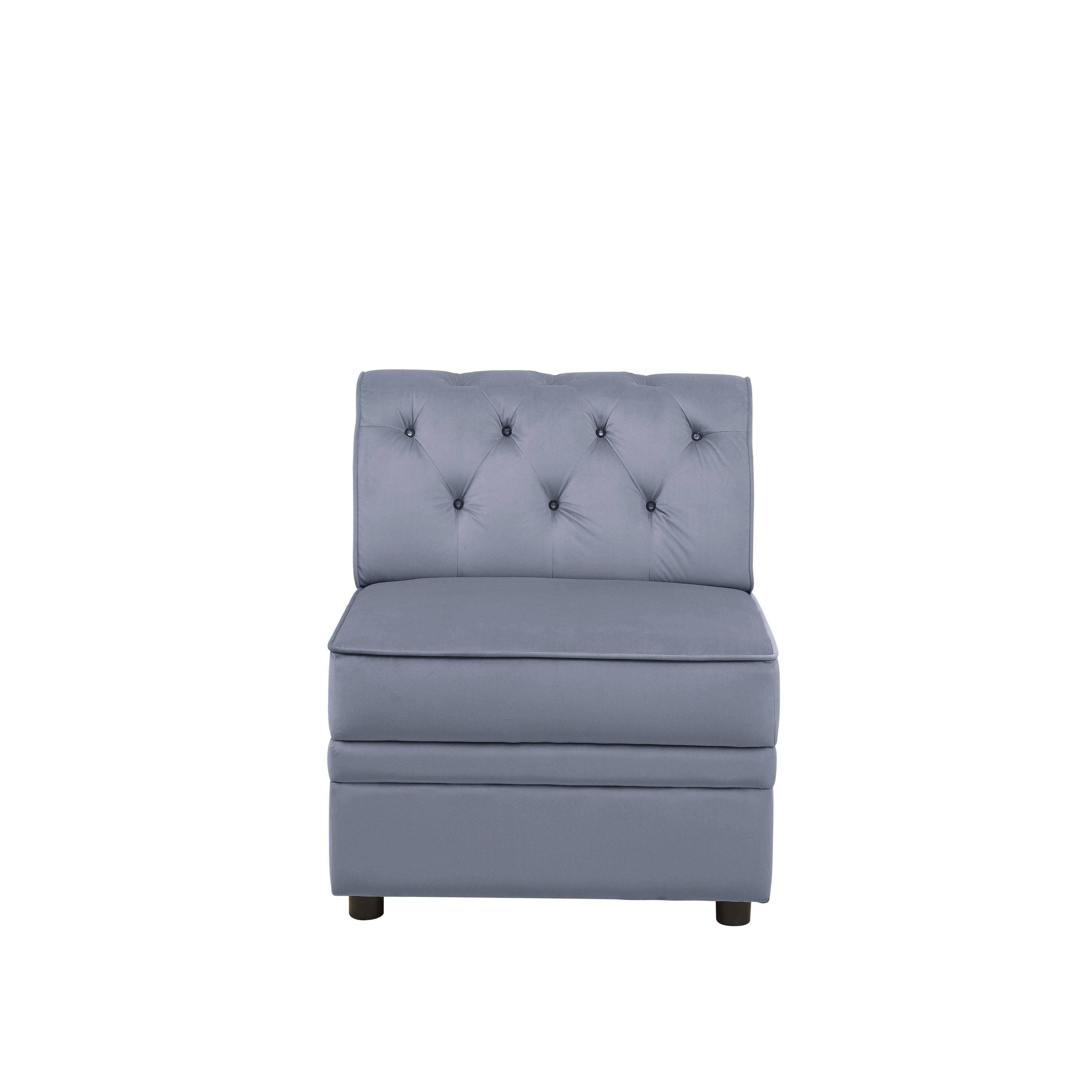 Gray Velvet Armless Chair T317897
