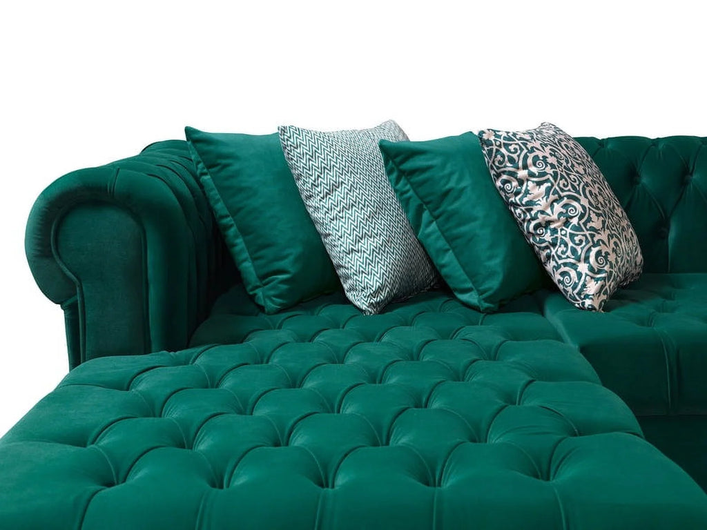 Green Velvet Double Chaise Sectional Y788