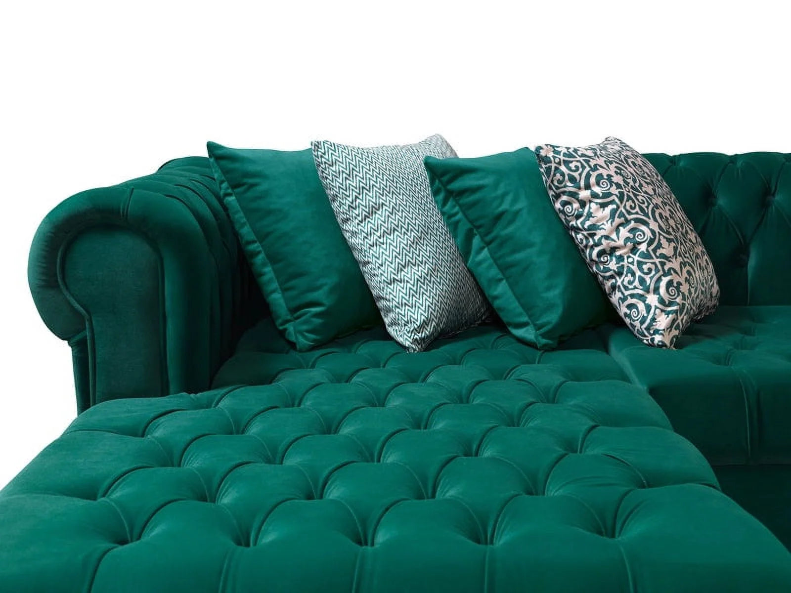 Green Velvet Double Chaise Sectional Y788