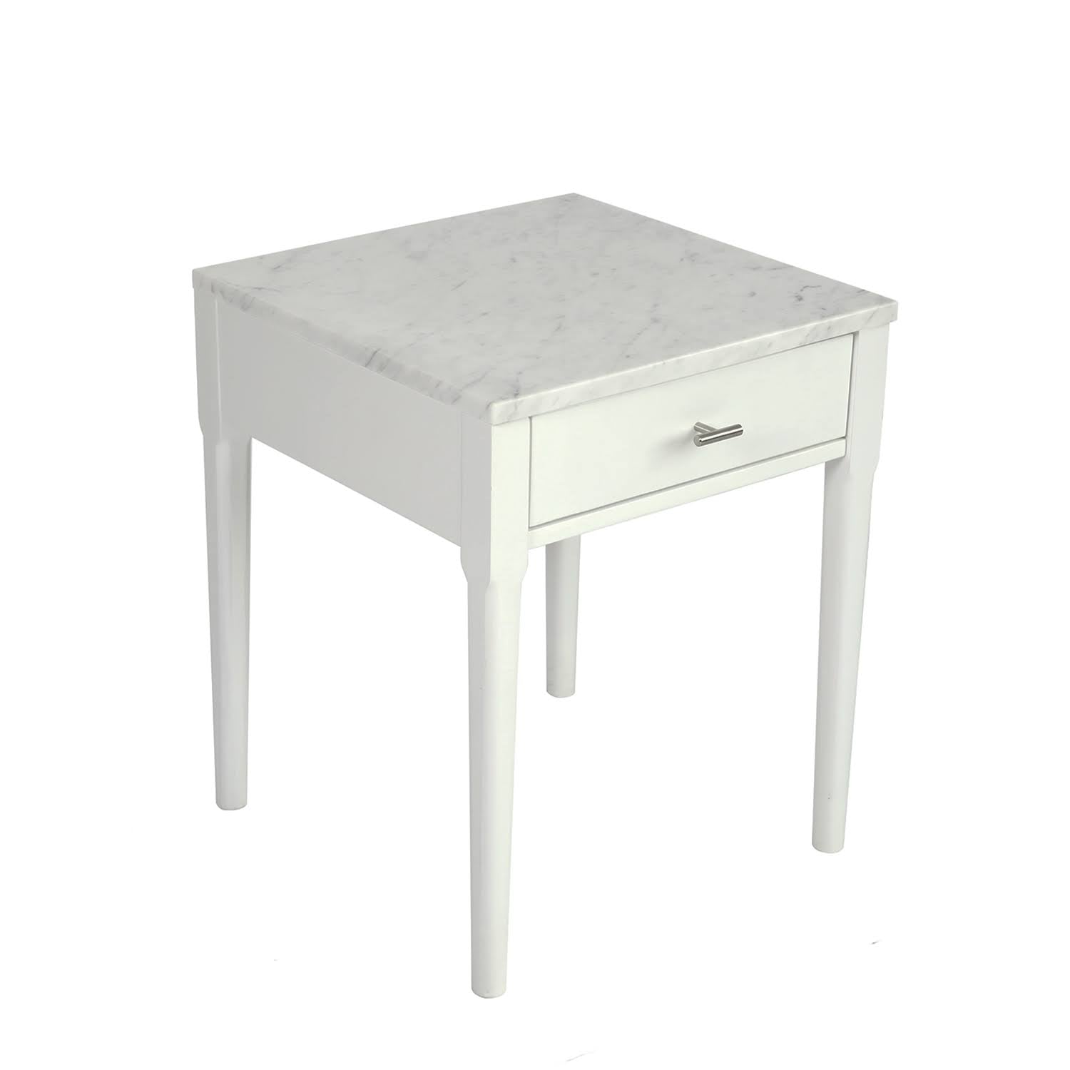 18x22 Square White Marble Side Table with Legs D793387