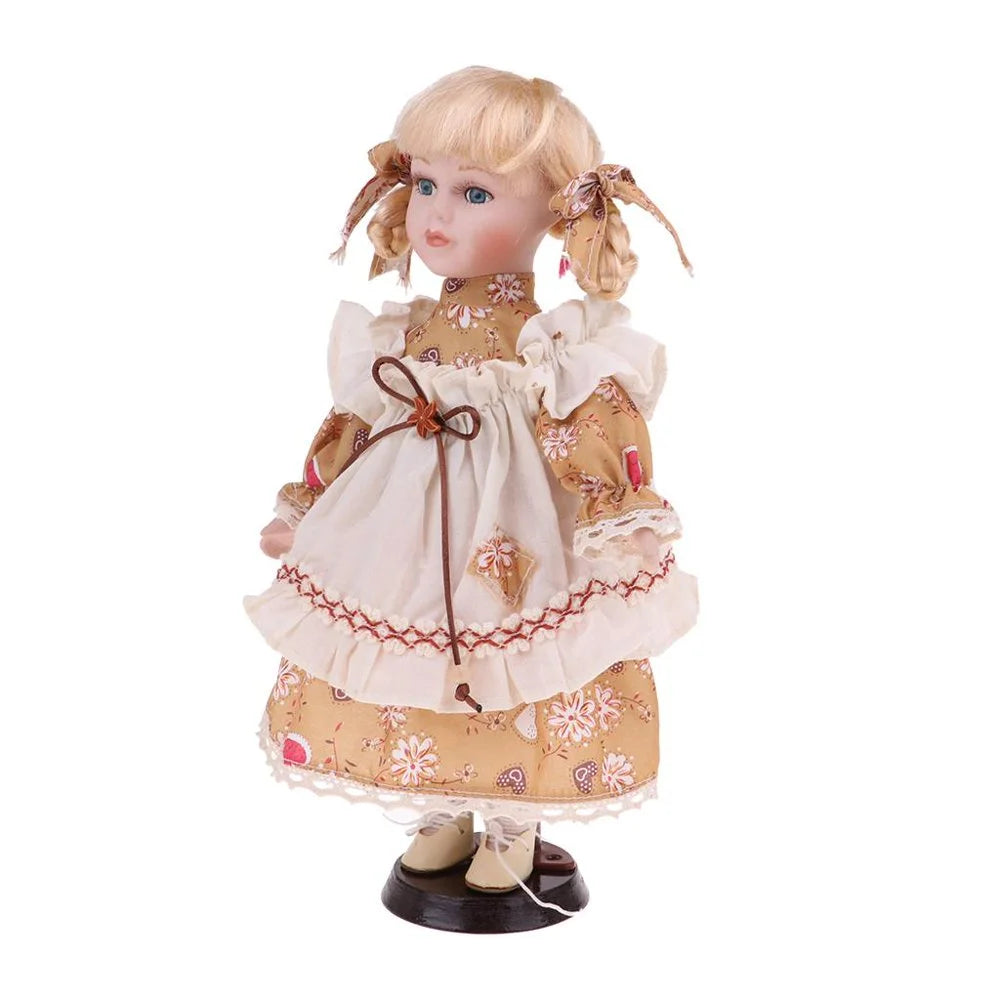30cm Porcelain Doll Girl Figures with Stand Q893