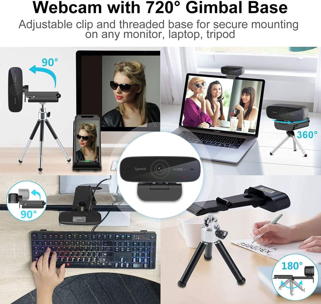 1080P 60fps Webcam with Dual Microphone, AutoFocus, USB Computer Camera Pack of 2 Z177486