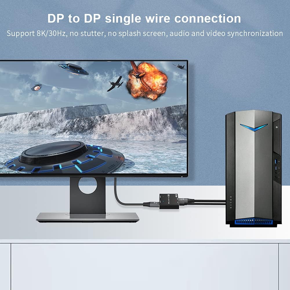 DisplayPort HDMI Splitter 8K MST SST 1In 2Out Directional DP 1.4 Converter Switch Pack of 2 O788917