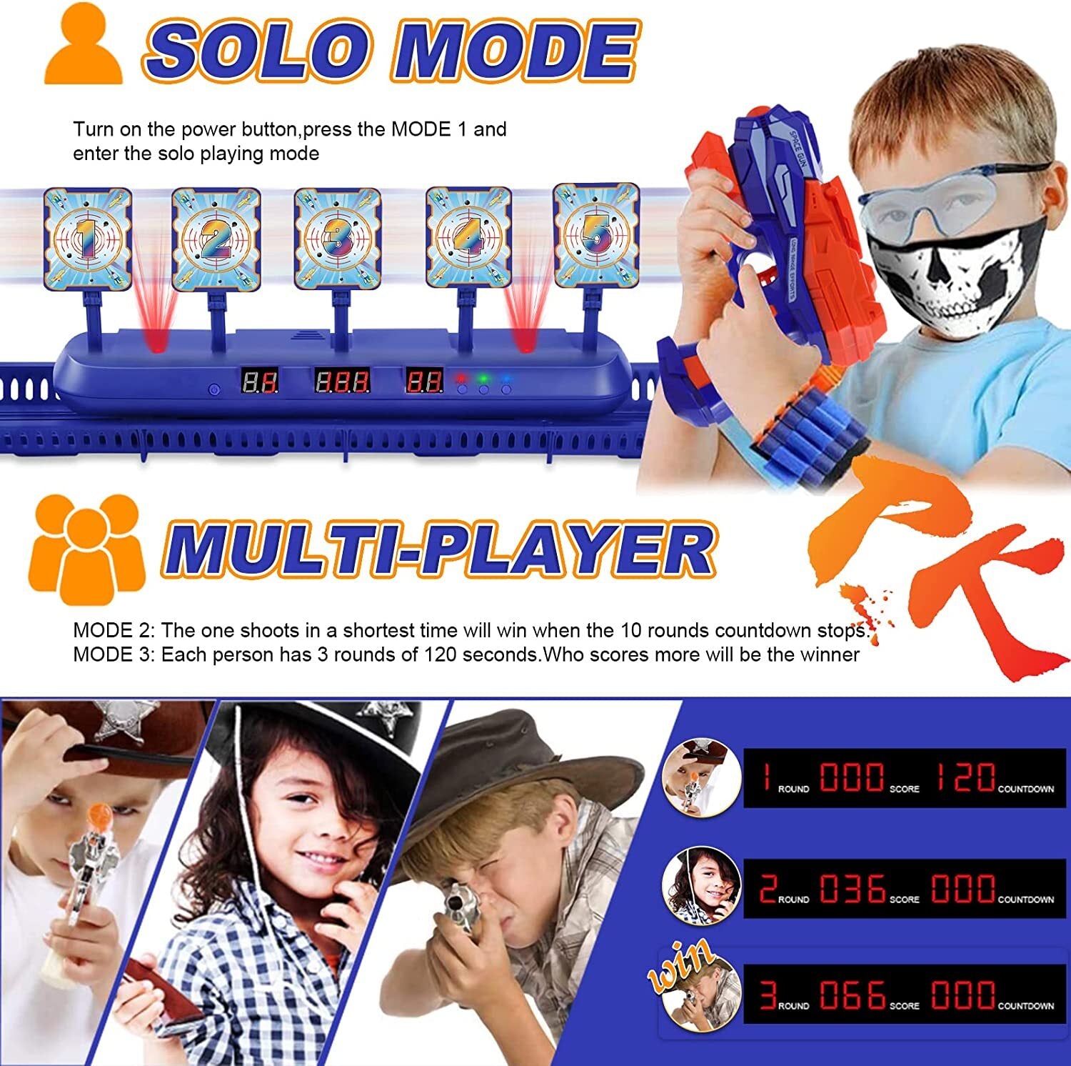 Electronic Scoring Shooting Target for Toy Guns and Foam Darts F973780