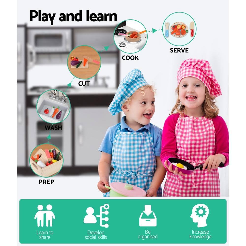 Black Kids Kitchen Set Pretend Play Food Toys C361576