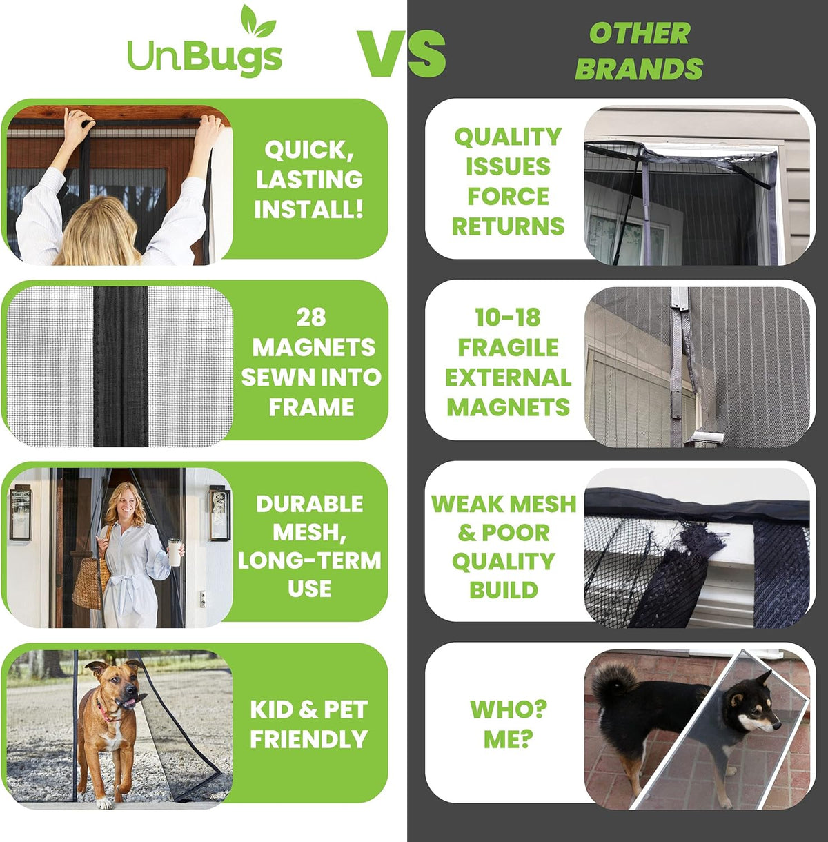 Fiberglass Mesh Magnetic Screen Door Pack of 2 N36595