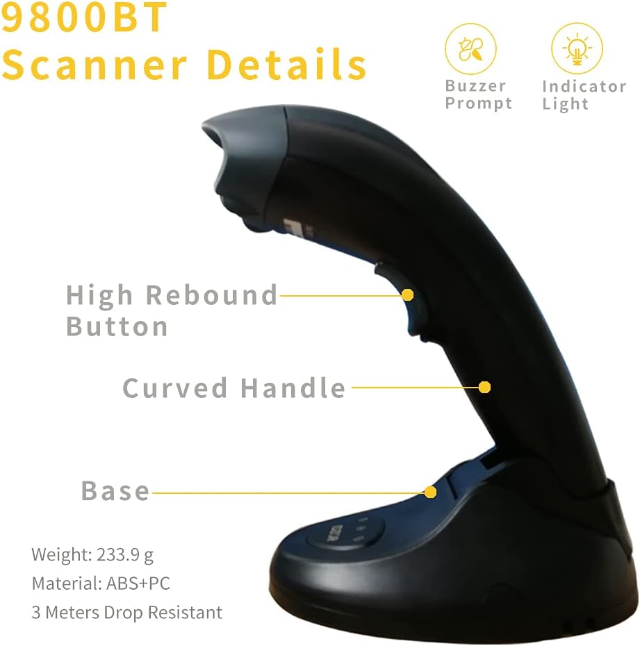 Wireless Bluetooth Barcode Scanner with USB Receiver H45271
