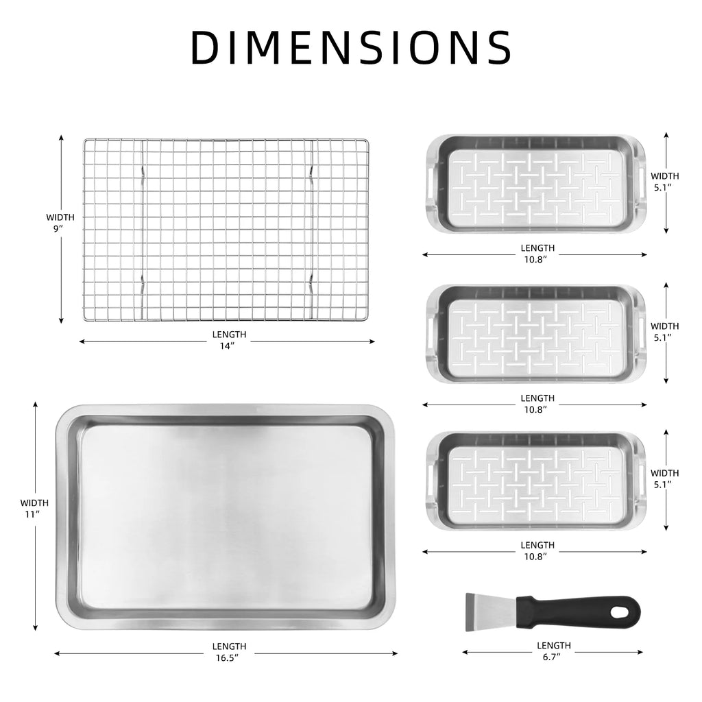 6-Piece Stainless Steel Grill Basket Set with Cooling Rack M467424