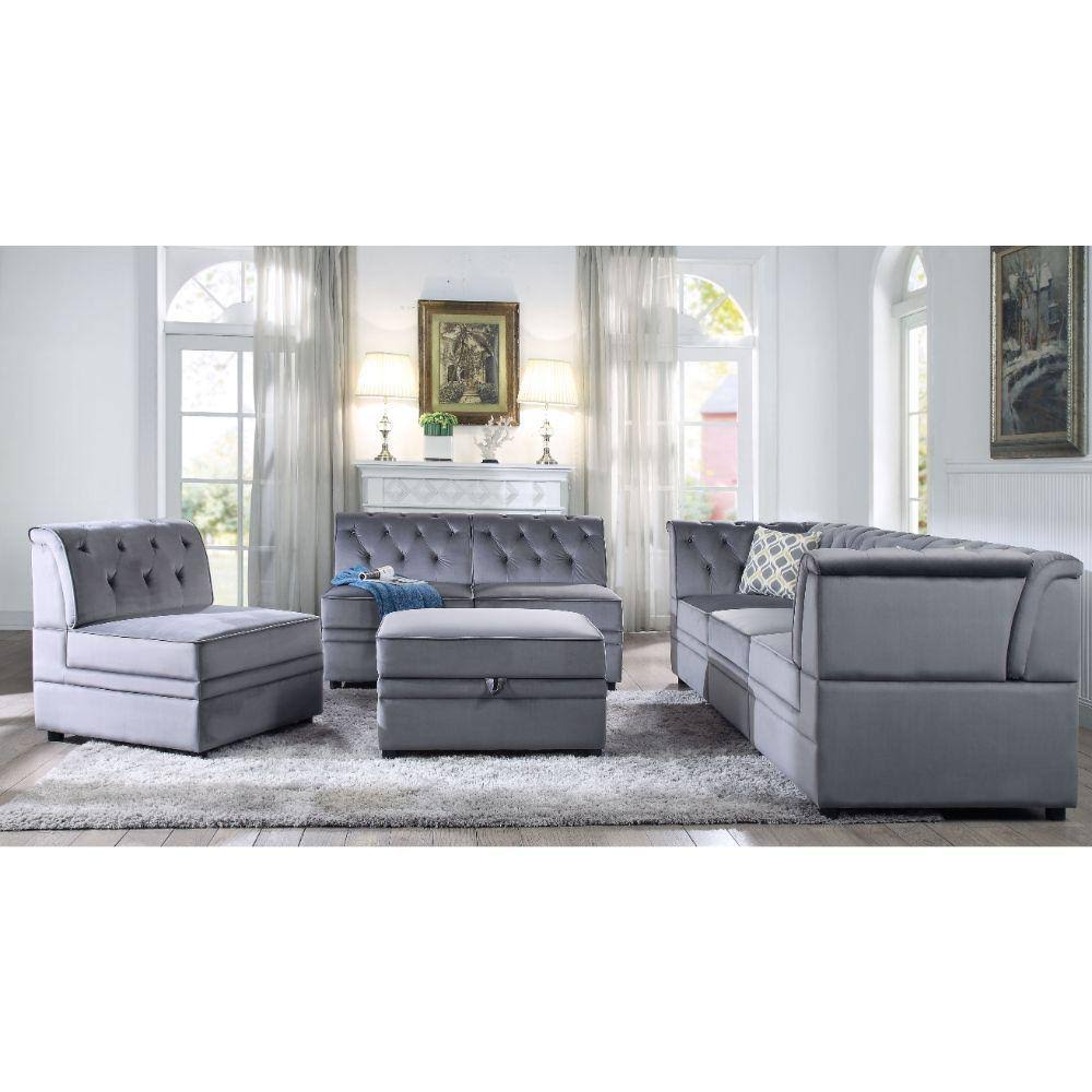 Gray Velvet Armless Chair T317897