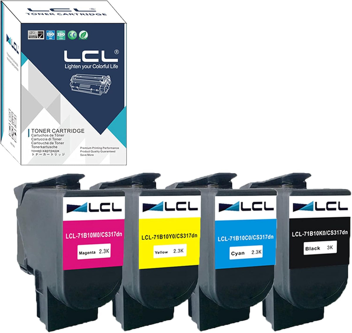 4-Pack Black Cyan Magenta Yellow Compatible Toner Cartridge X221