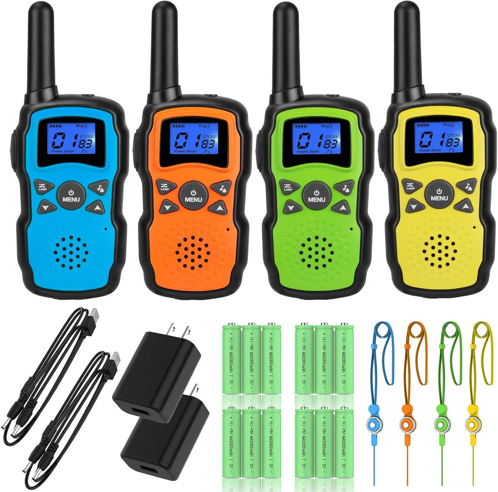 Rechargeable 4 Pack 2 Way Radio with 2 USB Chargers 12000mAh Battery V442