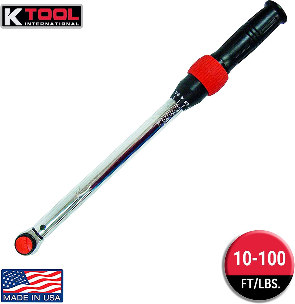 3/8 Drive Click Style Long Torque Wrench, 10-100 feet/lbs. Capacity, 16-1/4 Long E1606