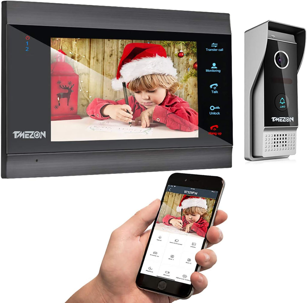 Wireless WIFI Video Door Phone IP Doorbell Intercom System with Camera 7 Inch Entry with 1x1080P Wired Camera Night Vision I3751